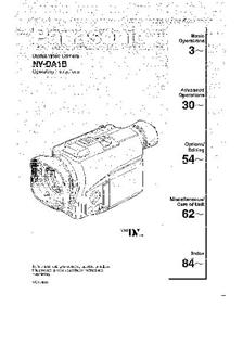 Panasonic NV DA 1 B manual. Camera Instructions.